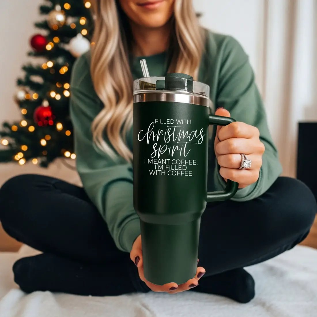 Christmas Spirit 40oz Coffee Mug with Handle