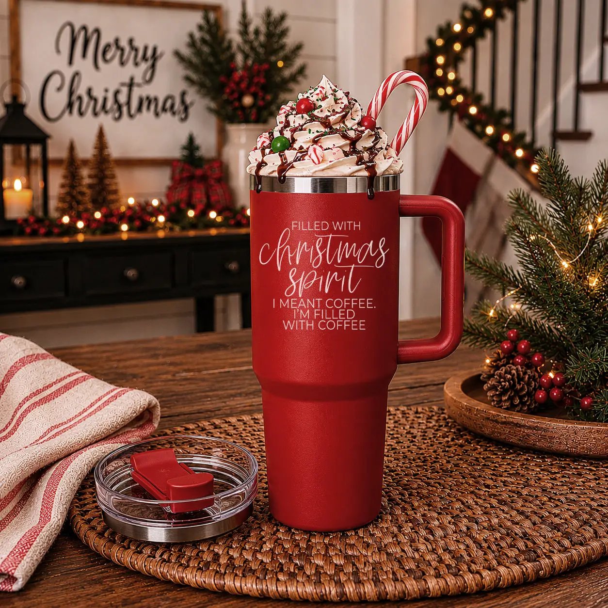 Christmas Spirit 40oz Coffee Mug with Handle