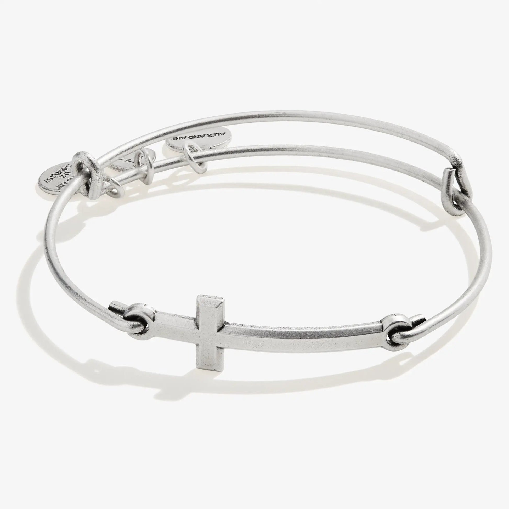 Spiritual Armor Cross inline charm Bangle bracelet in silver-tone metal by ALEX AND ANI on Tampa Home & Garden Store