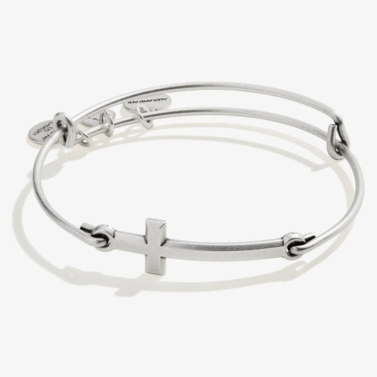 Spiritual Armor Cross inline charm Bangle bracelet in silver-tone metal by ALEX AND ANI on Tampa Home & Garden Store