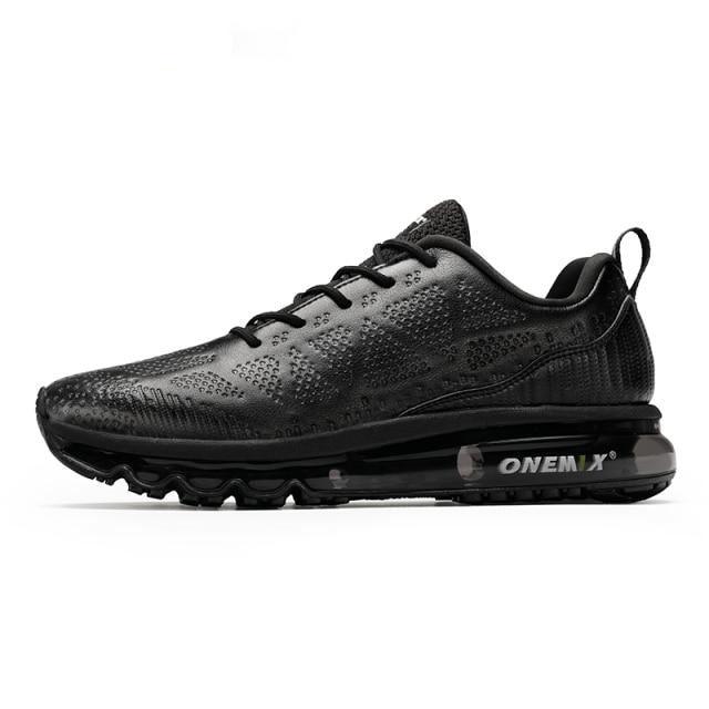Stevvex running sneakers with breathable mesh and air cushion sole black athletic shoes on Tampa Home & Garden Store