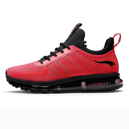 Sport running sneakers Stevvex red breathable mesh upper with air cushion black outsole on Tampa Home & Garden Store