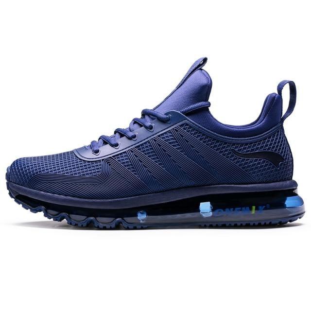Stevvex men's running sneakers blue breathable mesh with air cushion sole non-slip outsole on Tampa Home & Garden Store