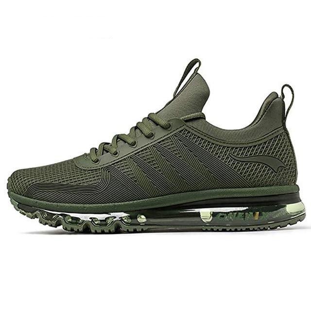 Sport mens running shoes olive green breathable mesh air cushion sole walking and jogging on Tampa Home & Garden Store