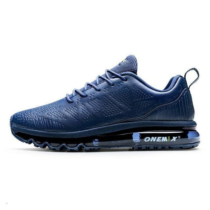 Mens navy blue ONEMIX running shoes with air cushion and breathable mesh non-slip outsole on Tampa Home & Garden Store
