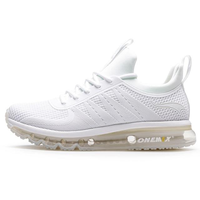 Stevvex Sport Men's Running Shoes white mesh with air cushion sole athletic non-slip sneakers on Tampa Home & Garden Store