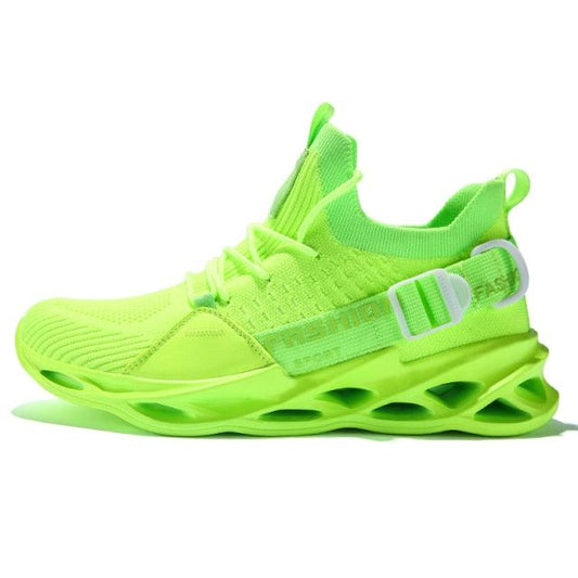 Stevvex ST85SH4005GGB sneakers, neon green breathable running shoes with blade sole on Tampa Home & Garden Store