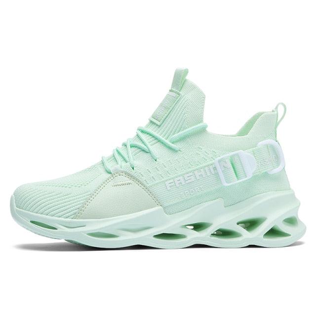 Stevvex men's mint green sneakers with breathable knit upper, midfoot strap, sculpted sole on Tampa Home & Garden Store