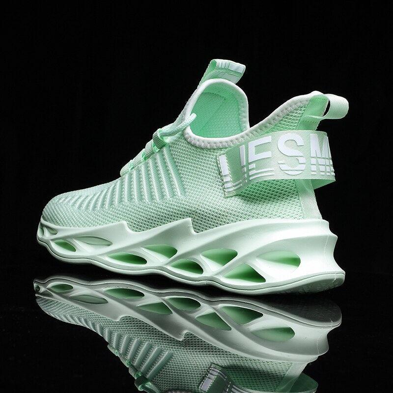Sneaker Stevvex mint green breathable mesh running shoe with blade sole on Tampa Home & Garden Store
