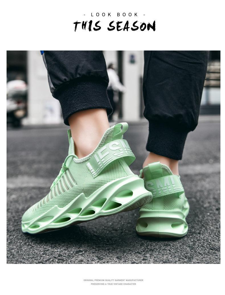 Stevvex men's mint green sneakers with breathable mesh upper and sculpted blade midsole on Tampa Home & Garden Store