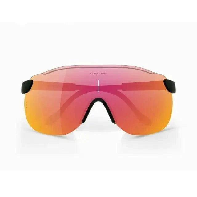 Stevvex sport riding sunglasses with orange-pink mirrored lenses and black nose pad on Tampa Home & Garden Store