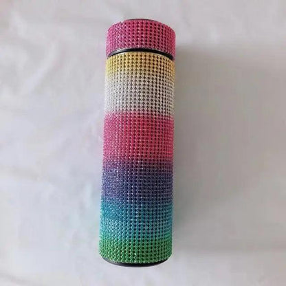 Stevvex rainbow stainless steel thermos bottle with diamond texture, vacuum insulated on Tampa Home & Garden Store