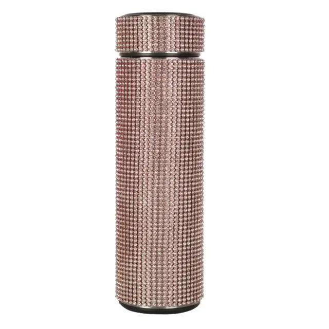 Stevvex rose gold stainless steel thermos bottle with textured beaded pattern vacuum flask on Tampa Home & Garden Store