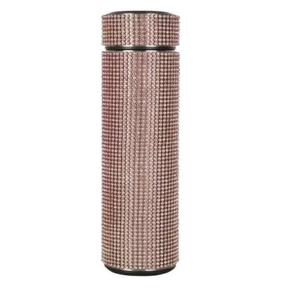 Stevvex rose gold stainless steel thermos bottle with textured beaded pattern vacuum flask on Tampa Home & Garden Store