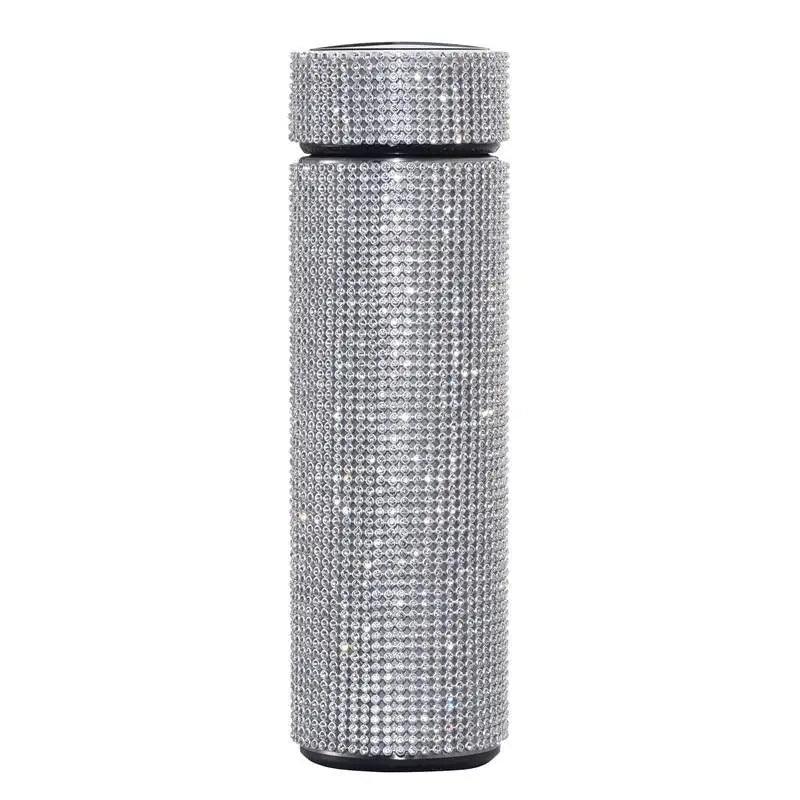 Stevvex diamond-studded stainless steel thermos bottle with vacuum insulation on Tampa Home & Garden Store
