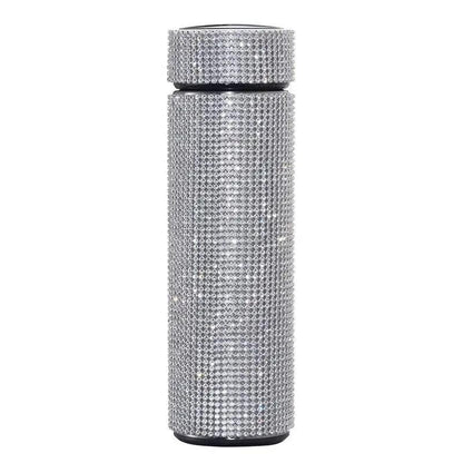 Stevvex diamond-studded stainless steel thermos bottle with vacuum insulation on Tampa Home & Garden Store