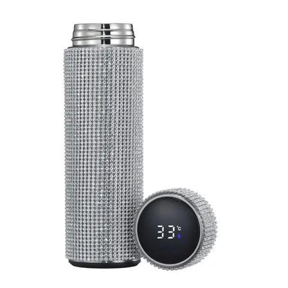 Stevvex diamond-textured stainless steel thermos with smart temp display; two-piece set on Tampa Home & Garden Store