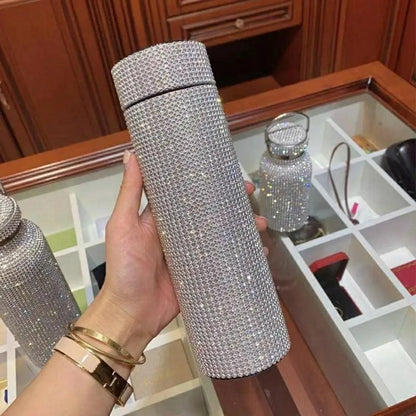Stevvex crystal-studded stainless steel thermos bottles with diamond-like embellishments on Tampa Home & Garden Store