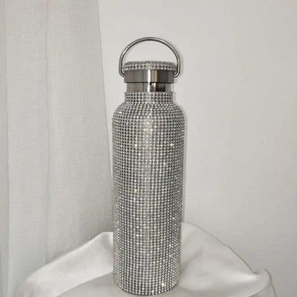Diamond-studded stainless steel thermos bottle with ring-cap lid by Stevvex on Tampa Home & Garden Store