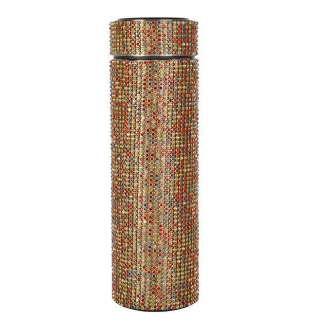 Diamond-studded Stevvex stainless steel thermos bottle with multicolor bead pattern on Tampa Home & Garden Store