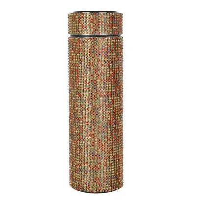 Diamond-studded Stevvex stainless steel thermos bottle with multicolor bead pattern on Tampa Home & Garden Store