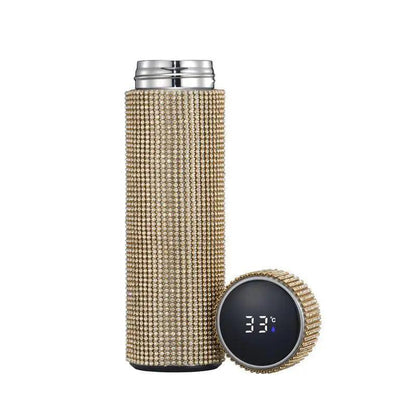 2pc Stevvex thermos with gold beaded stainless finish and digital temp display lid on Tampa Home & Garden Store