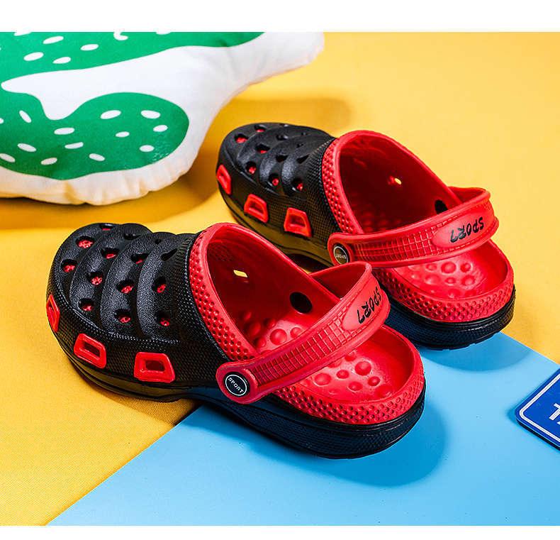 Stevvex sport slip-on sandals red/black perforated upper with adjustable strap water shoes pair on Tampa Home & Garden Store