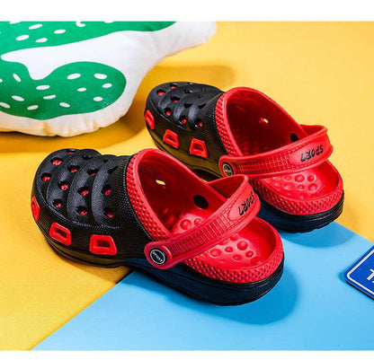 Stevvex sport slip-on sandals red/black perforated upper with adjustable strap water shoes pair on Tampa Home & Garden Store
