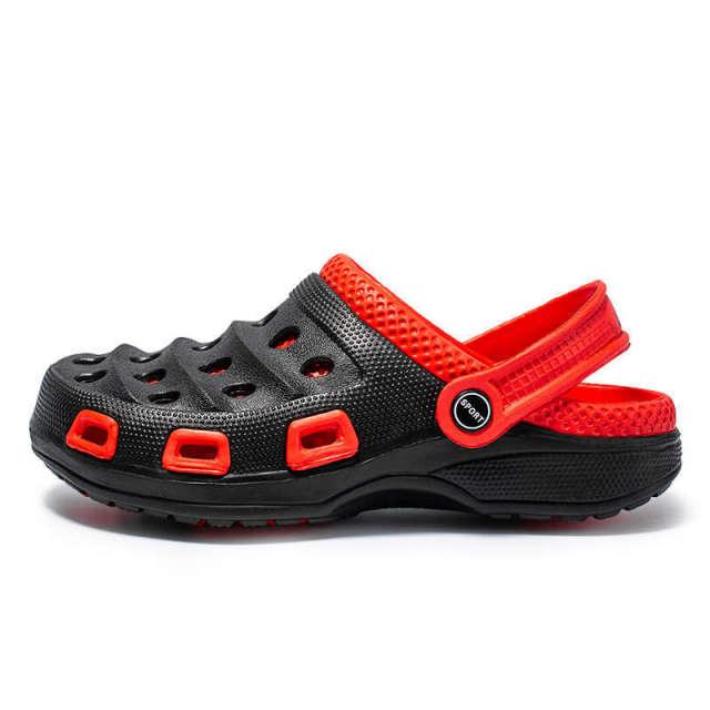Stevvex sport water shoe clog with red strap, black upper, lightweight non-slip sole on Tampa Home & Garden Store