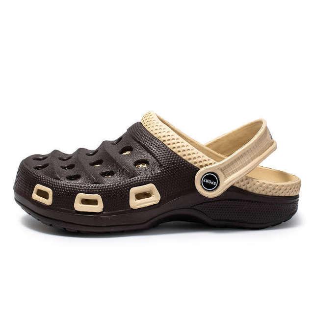 Stevvex sport summer flip flop sandal black beige adjustable strap non-slip clog on Tampa Home & Garden Store