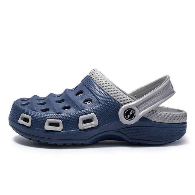 Stevvex blue sport slipper with adjustable strap, perforated upper water shoe clog on Tampa Home & Garden Store