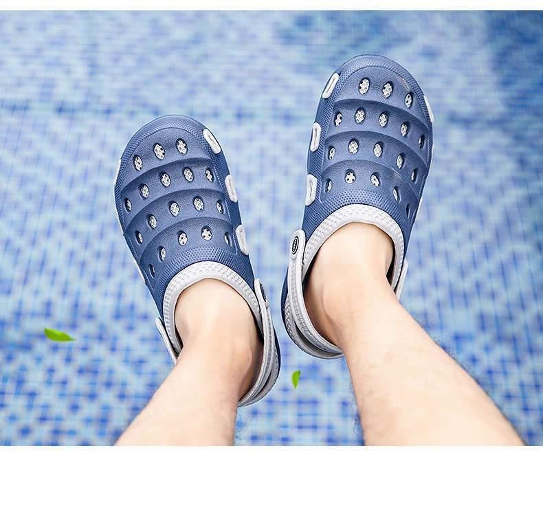 Stevvex blue slip-on water shoes with adjustable strap, lightweight clogs on Tampa Home & Garden Store