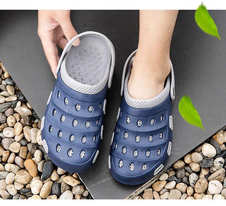 Stevvex blue perforated sport water sandals with adjustable back strap slip-on clogs on Tampa Home & Garden Store