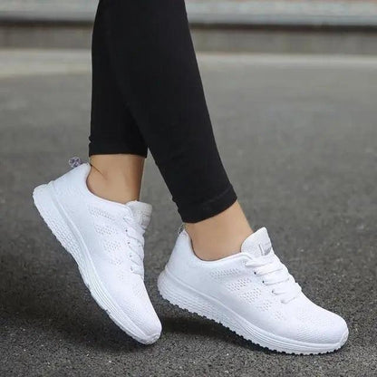 Stevvex ST14100RFP white women's sneakers with breathable mesh upper for casual athletic style on Tampa Home & Garden Store