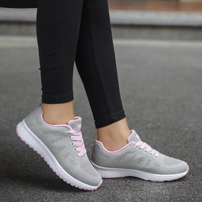 Stevvex sneakers grey pink trim breathable mesh white sole on Tampa Home & Garden Store