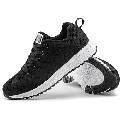 Sport Women Sneakers Stevvex with black breathable mesh upper and white sole on Tampa Home & Garden Store
