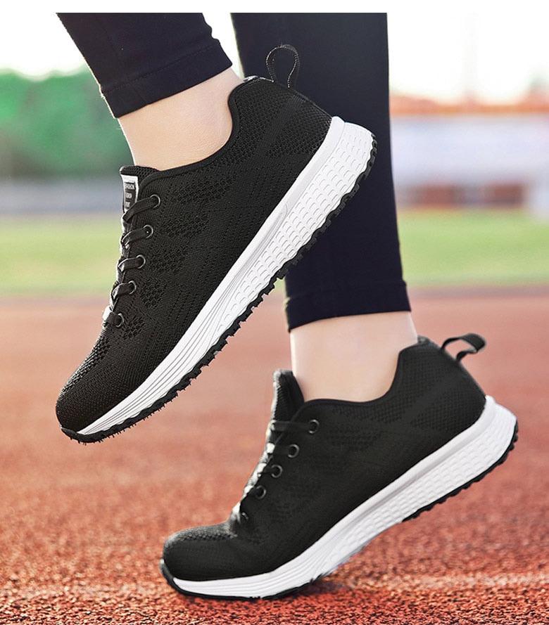 Stevvex black breathable mesh sneakers pair with white cushioned sole for women casual walking on Tampa Home & Garden Store