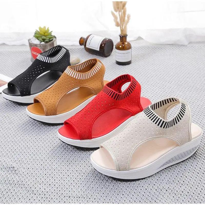 Sport Women Slip on Open Toe Platform Sandals