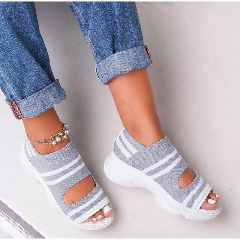 Sport Women Slip on Open Toe Platform Sandals