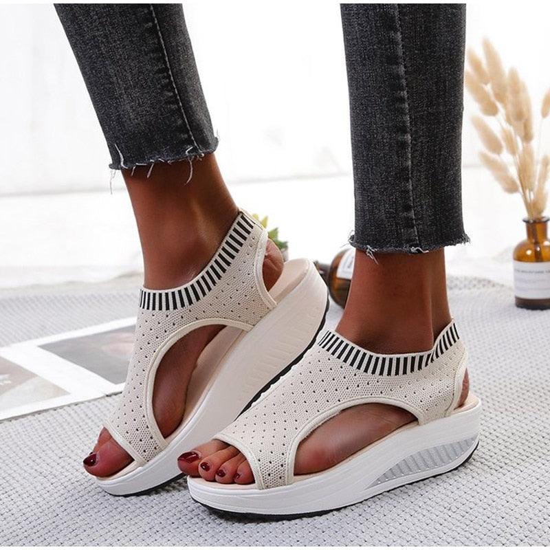 Sport Women Slip on Open Toe Platform Sandals