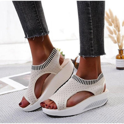 Sport Women Slip on Open Toe Platform Sandals