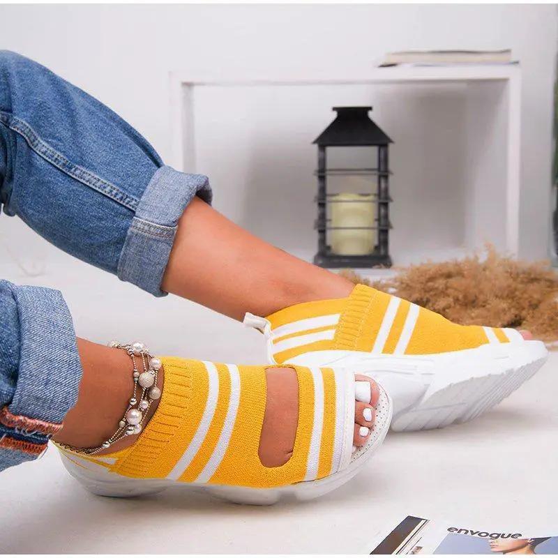 Sport Women Slip on Open Toe Platform Sandals