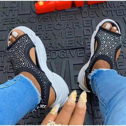 Sport Women Slip on Open Toe Platform Sandals