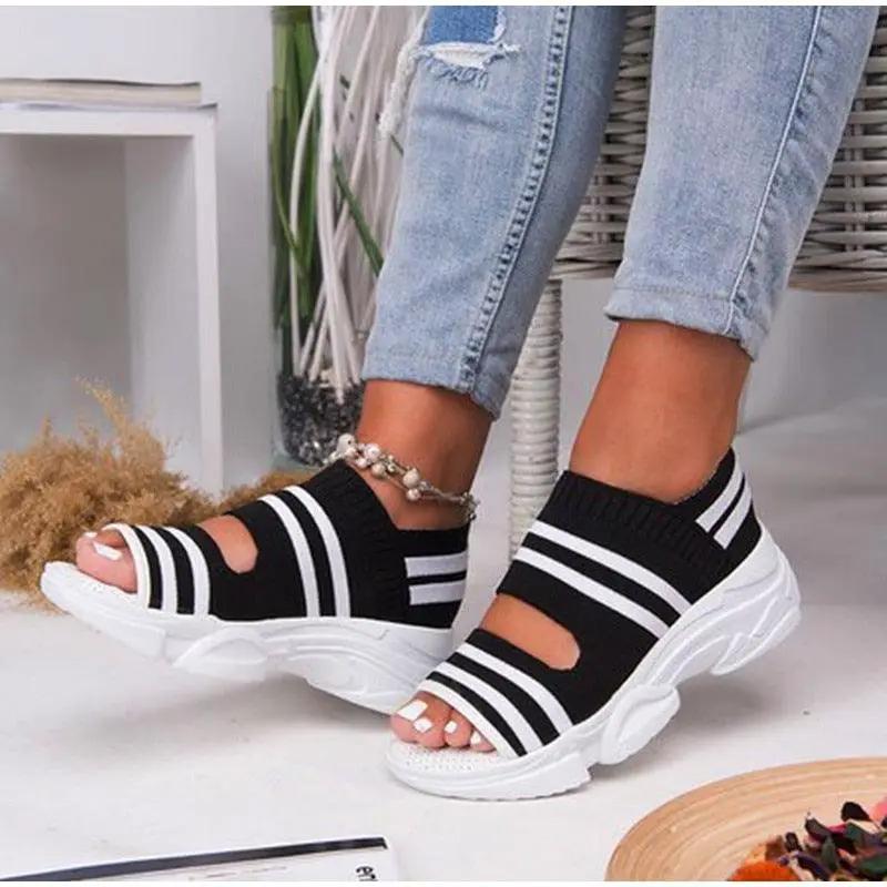 Sport Women Slip on Open Toe Platform Sandals