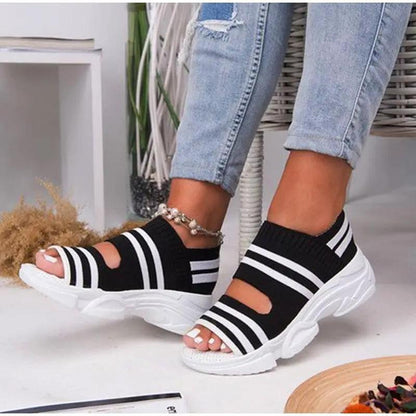 Sport Women Slip on Open Toe Platform Sandals