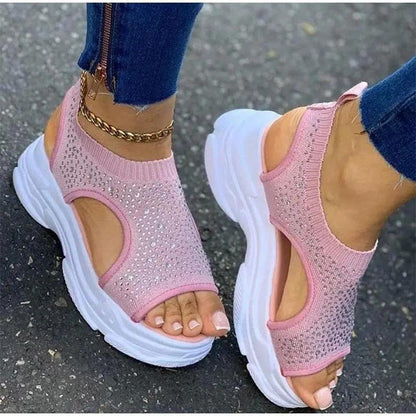 Sport Women Slip on Open Toe Platform Sandals