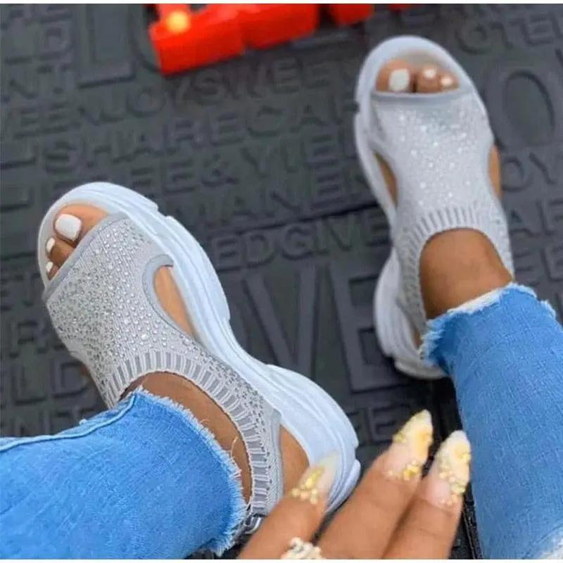 Sport Women Slip on Open Toe Platform Sandals