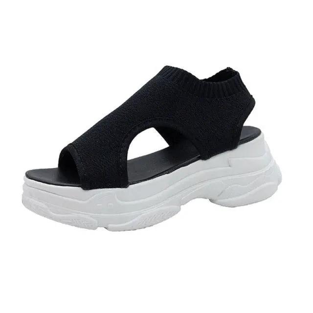 Sport Women Slip on Open Toe Platform Sandals