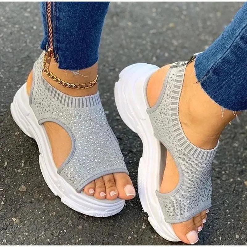 Sport Women Slip on Open Toe Platform Sandals