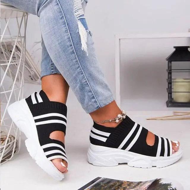 Sport Women Slip on Open Toe Platform Sandals